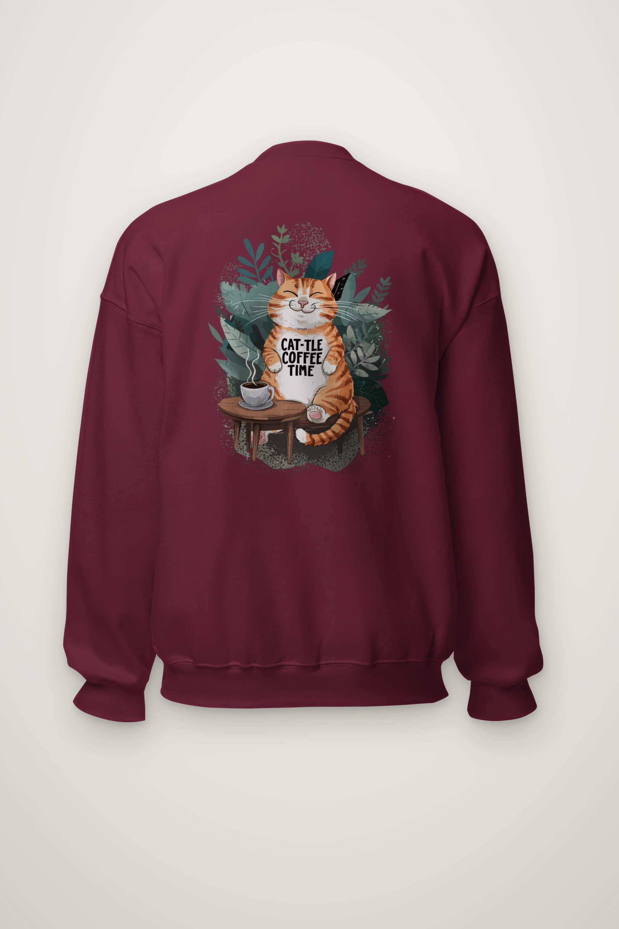 "Cat-Tle Coffee Time" Heavy Blend Unisex Crewneck Sweatshirt