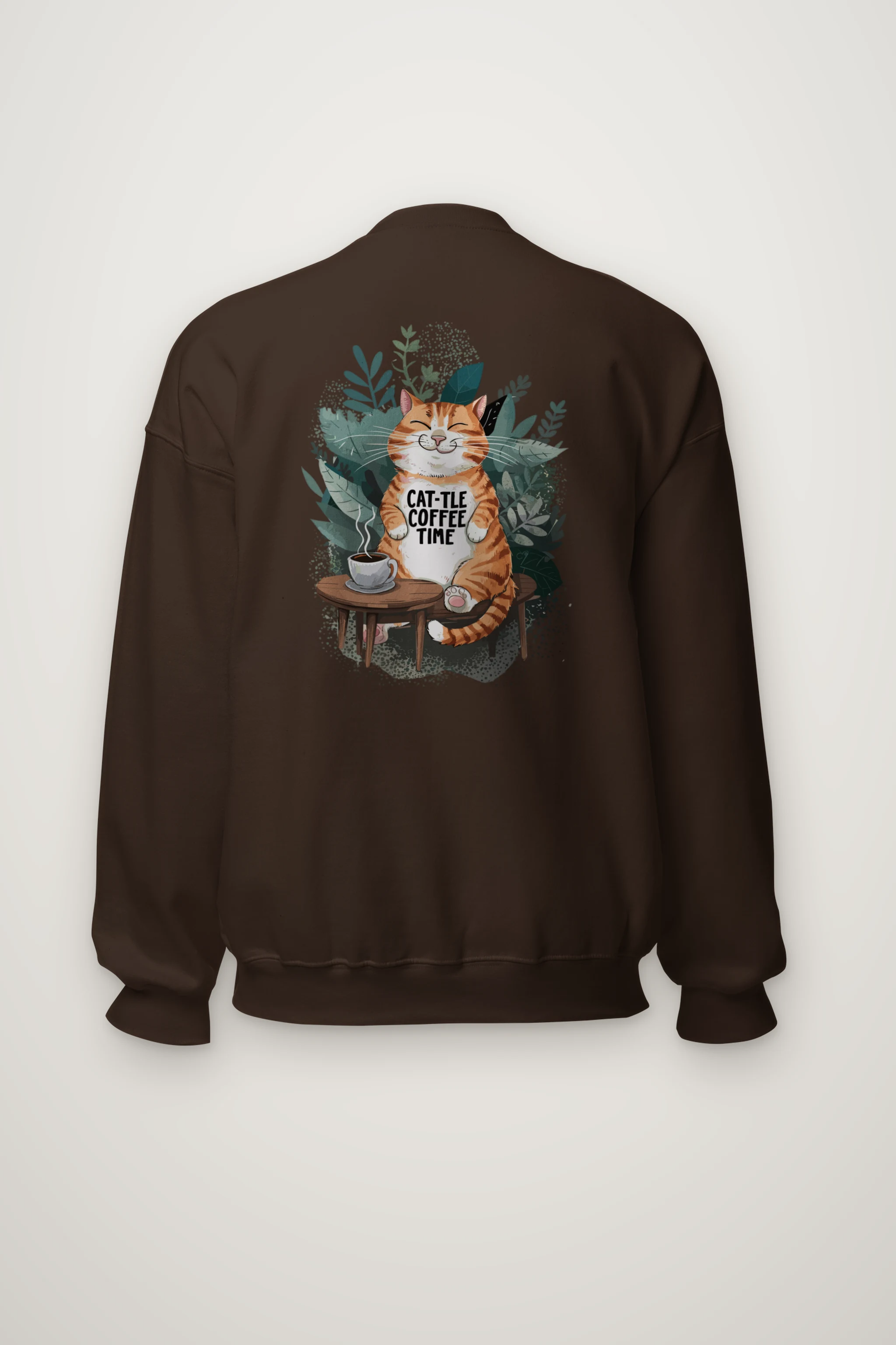 "Cat-Tle Coffee Time" Heavy Blend Unisex Crewneck Sweatshirt