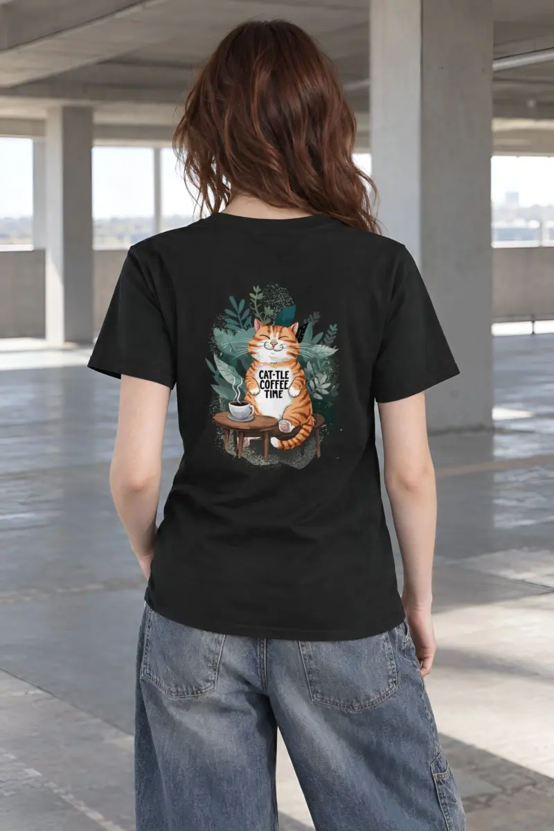 "Cat-tle Coffee Time" Heavyweight Unisex Crewneck T-shirt