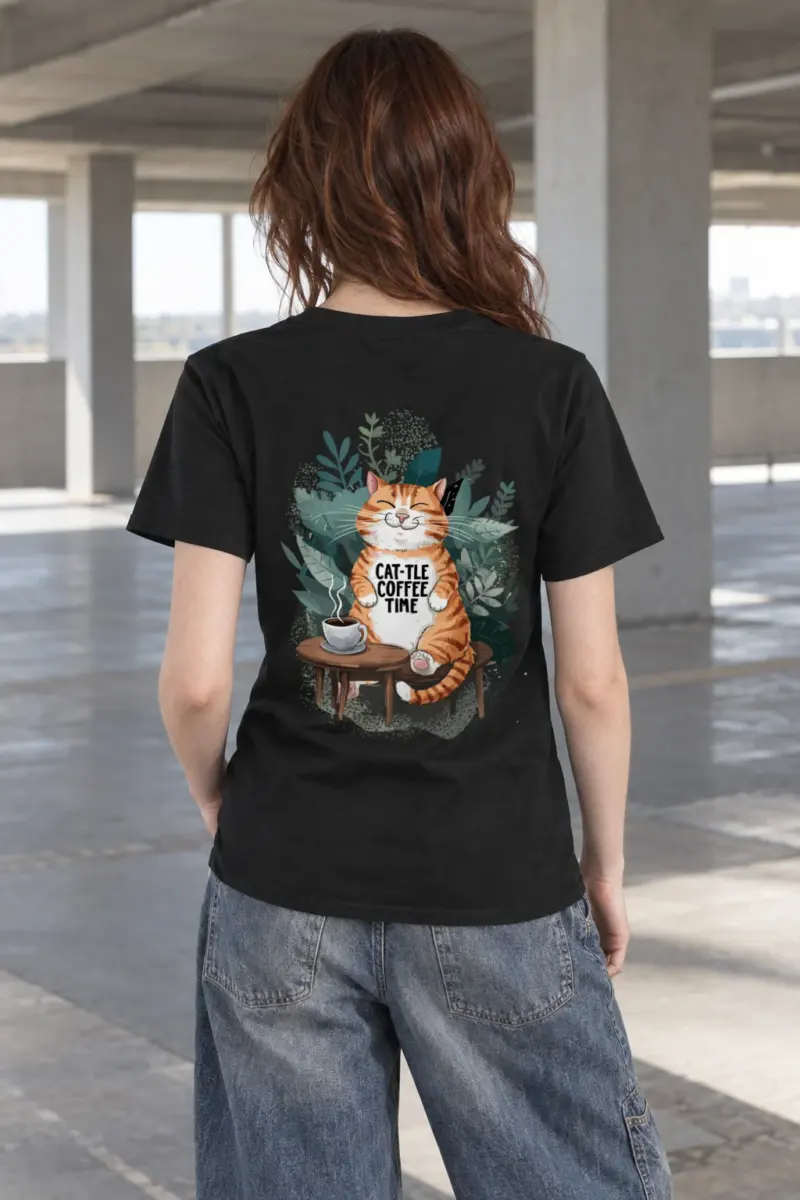 "Cat-tle Coffee Time" Heavyweight Unisex Crewneck T-shirt