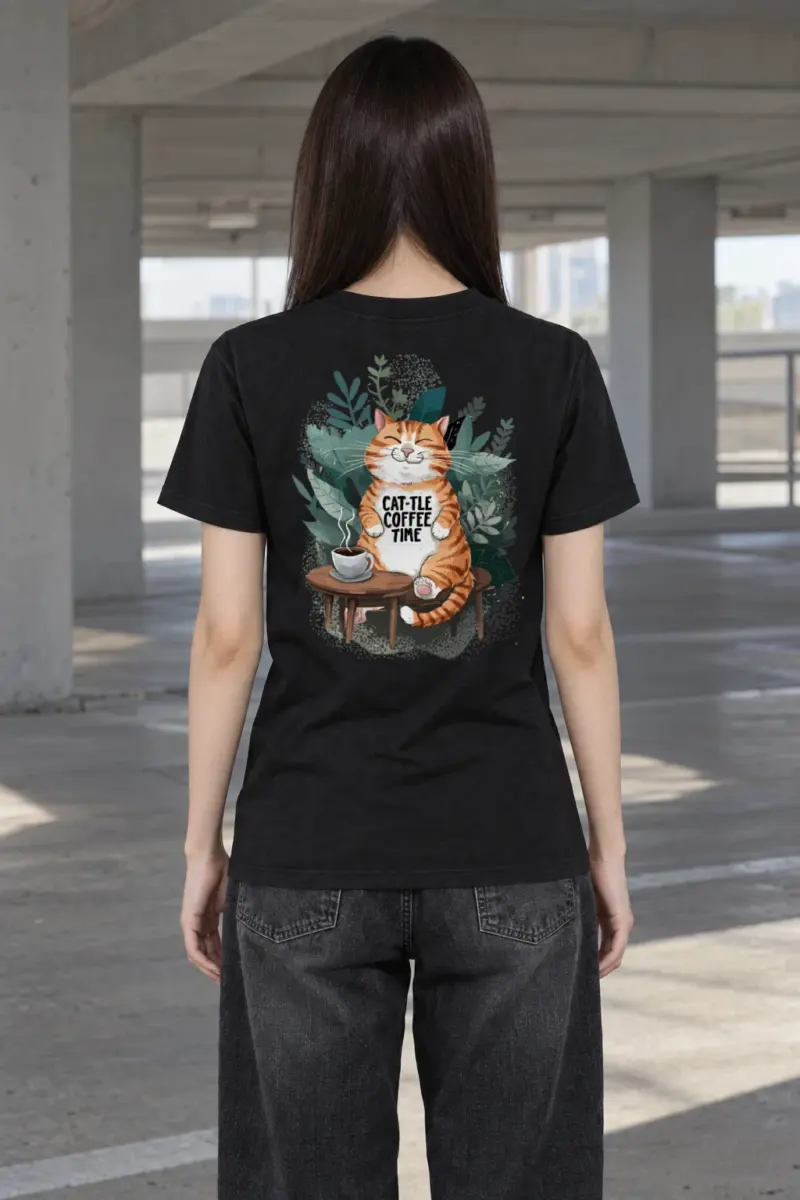 "Cat-tle Coffee Time" Heavyweight Unisex Crewneck T-shirt