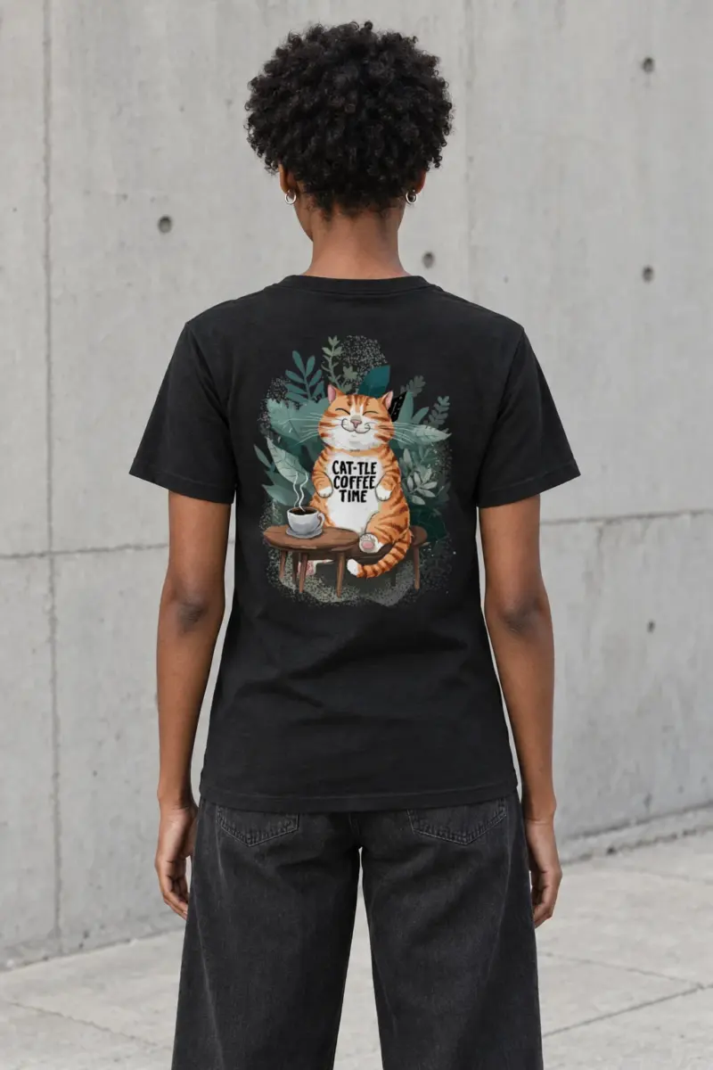 "Cat-tle Coffee Time" Heavyweight Unisex Crewneck T-shirt | Gildan 5000
