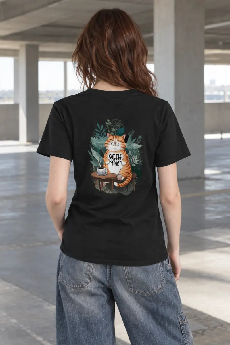 "Cat-tle Coffee Time" Heavyweight Unisex Crewneck T-shirt