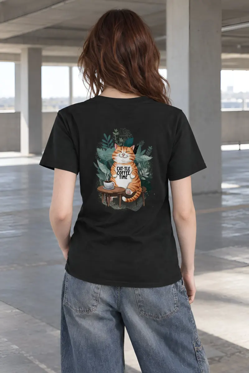 "Cat-tle Coffee Time" Heavyweight Unisex Crewneck T-shirt