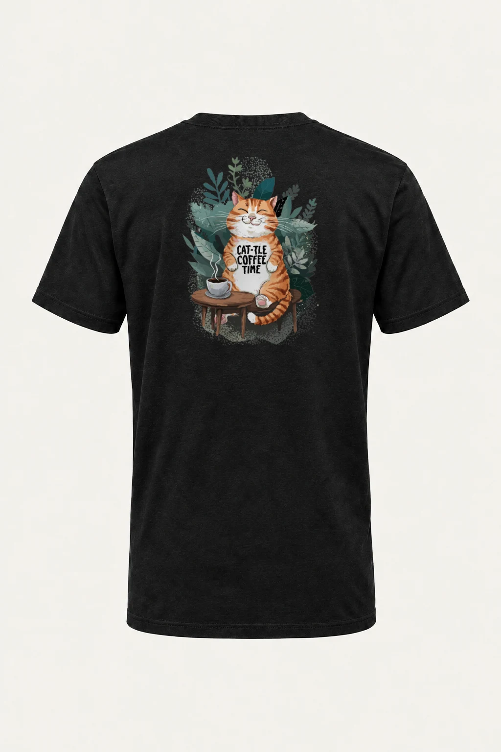 "Cat-tle Coffee Time" Heavyweight Unisex Crewneck T-shirt | Gildan 5000