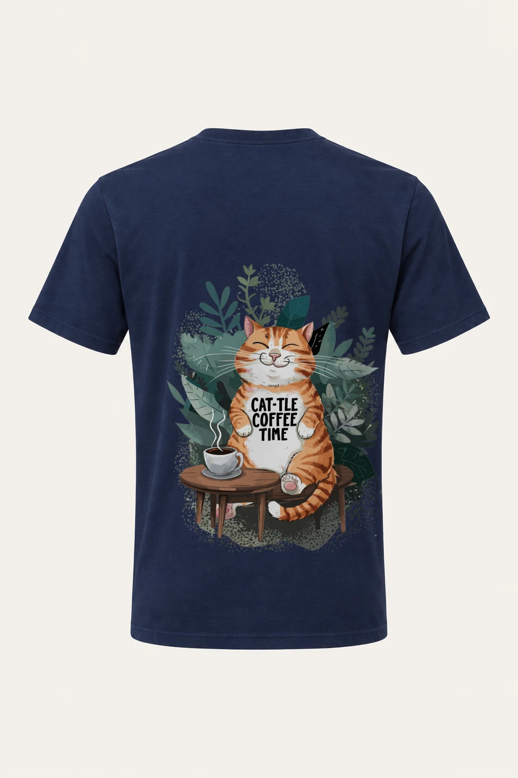 "Cat-tle Coffee Time" Heavyweight Unisex Crewneck T-shirt | Gildan 5000