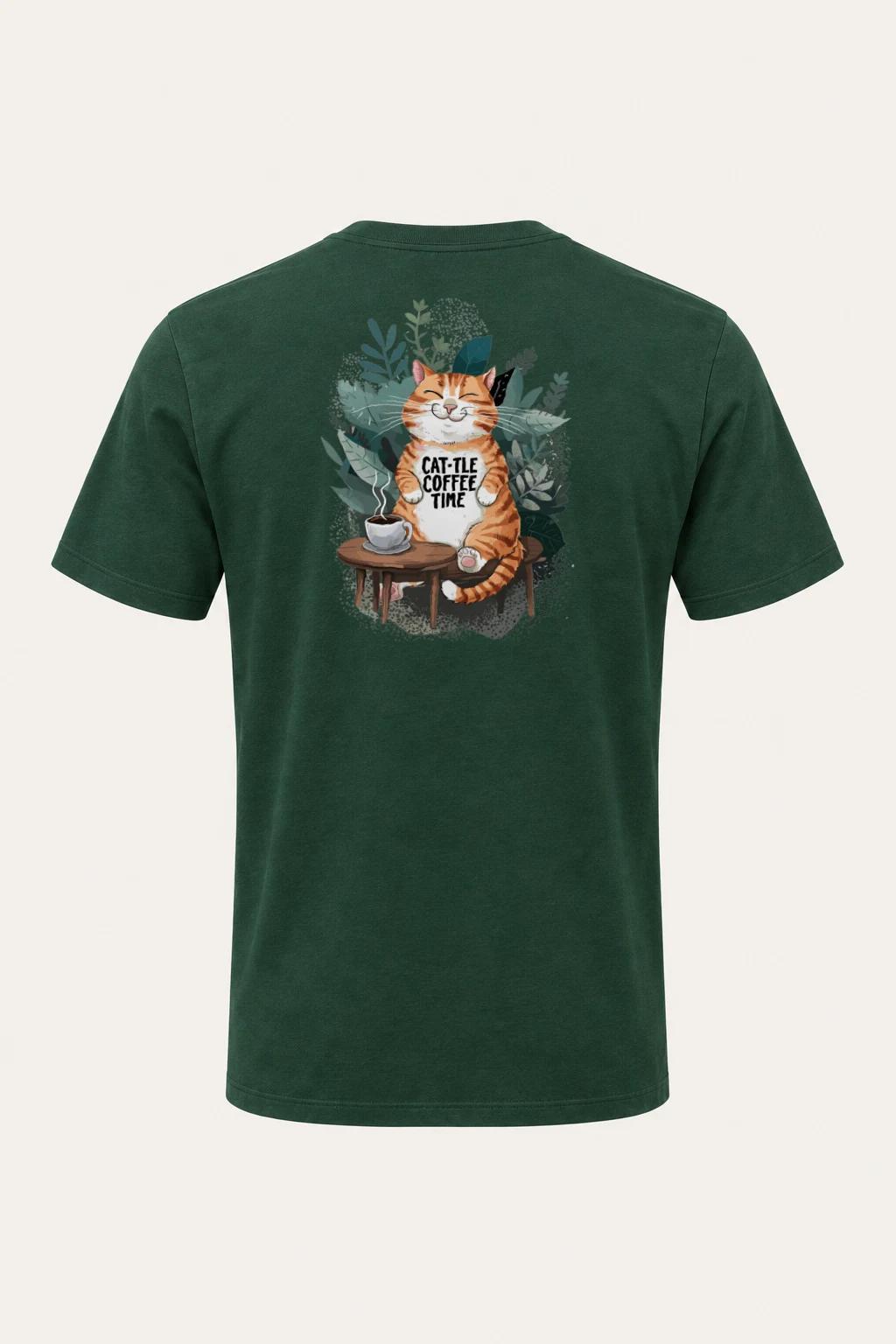 "Cat-tle Coffee Time" Heavyweight Unisex Crewneck T-shirt | Gildan 5000