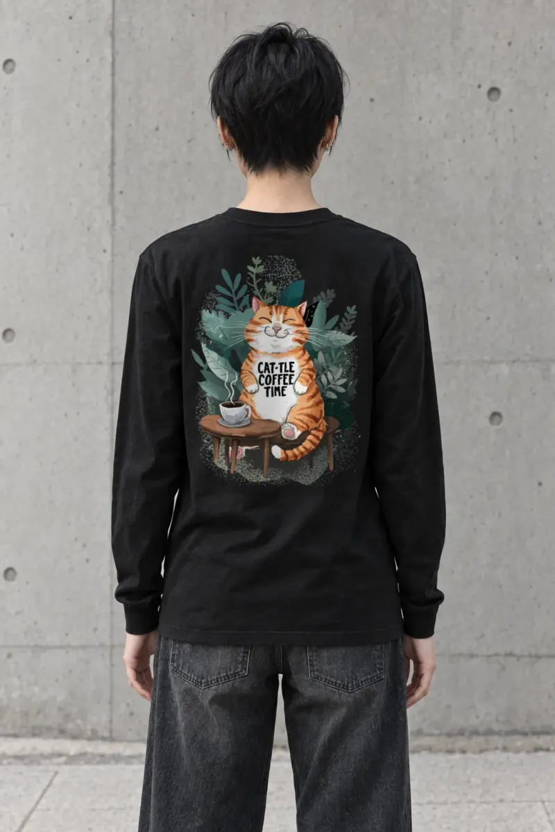 "Cat-Tle Coffee Time" Unisex Longsleeve T-shirt | Gildan 2400