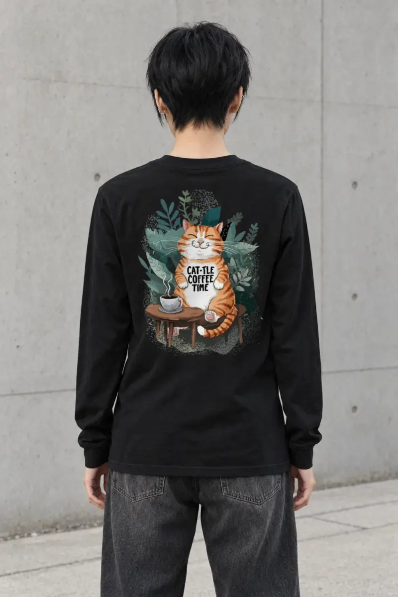 "Cat-Tle Coffee Time" Unisex Longsleeve T-shirt