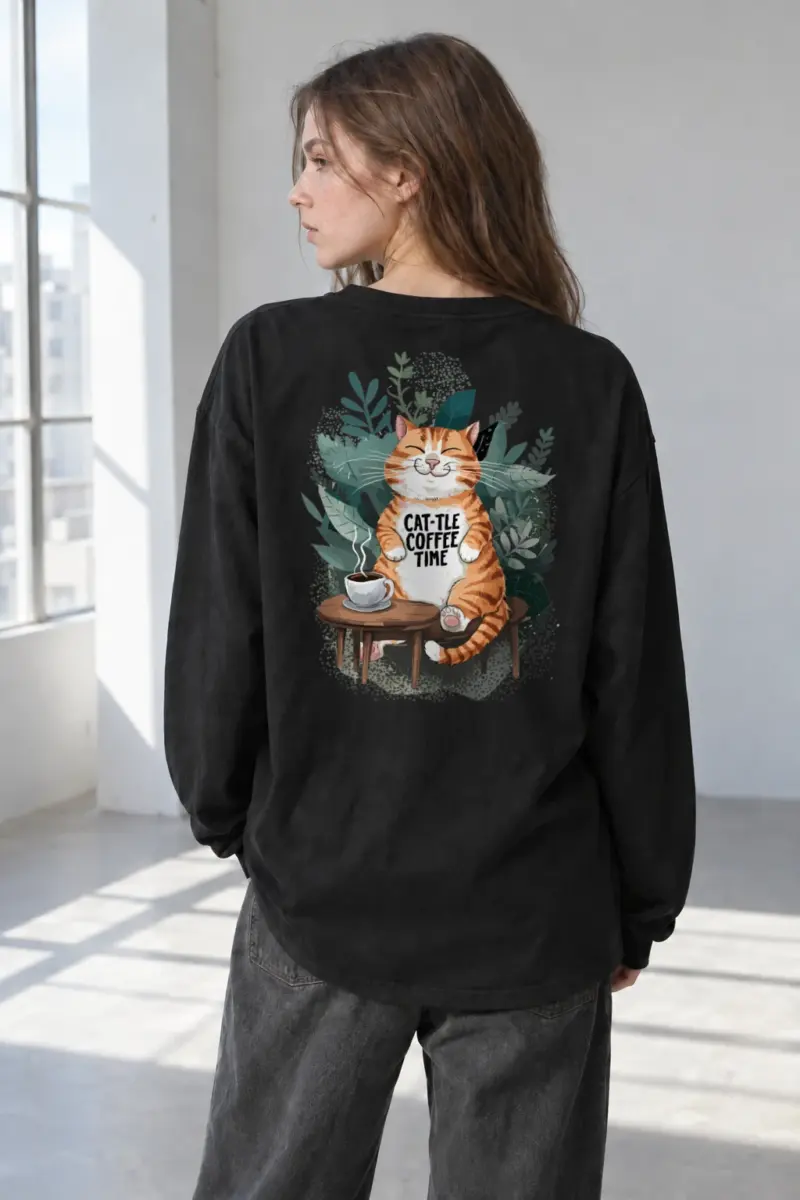 “Cat-Tle Coffee Time” Unisex Longsleeve T-shirt | Gildan 2400