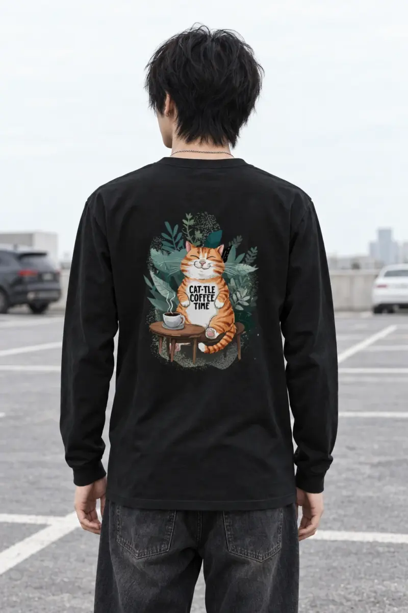 "Cat-Tle Coffee Time" Unisex Longsleeve T-shirt