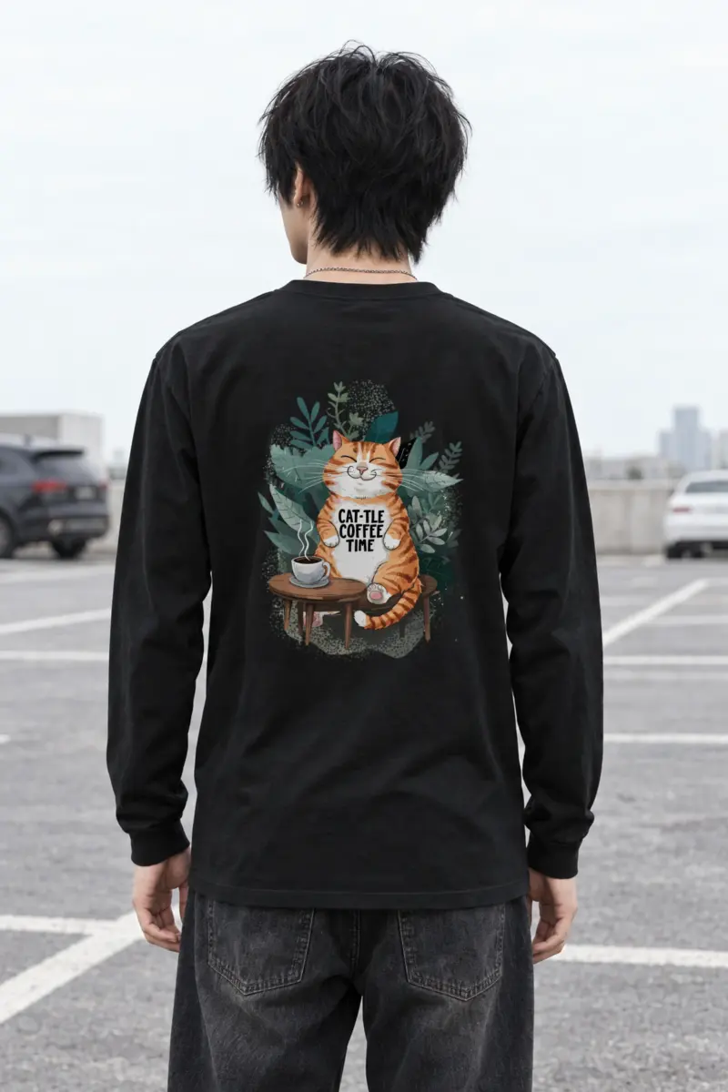 "Cat-Tle Coffee Time" Unisex Longsleeve T-shirt