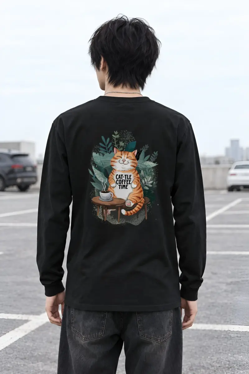 "Cat-Tle Coffee Time" Unisex Longsleeve T-shirt