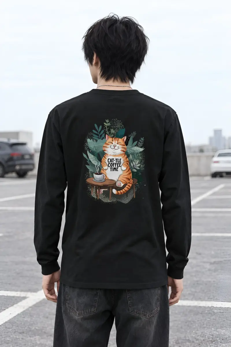 "Cat-Tle Coffee Time" Unisex Longsleeve T-shirt