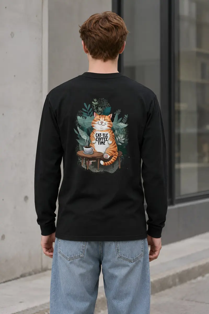 "Cat-Tle Coffee Time" Unisex Longsleeve T-shirt
