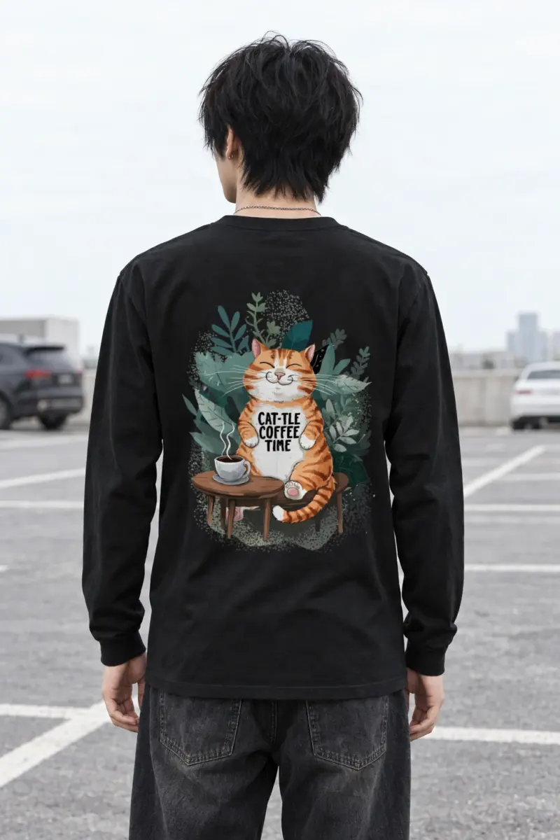 "Cat-Tle Coffee Time" Unisex Longsleeve T-shirt