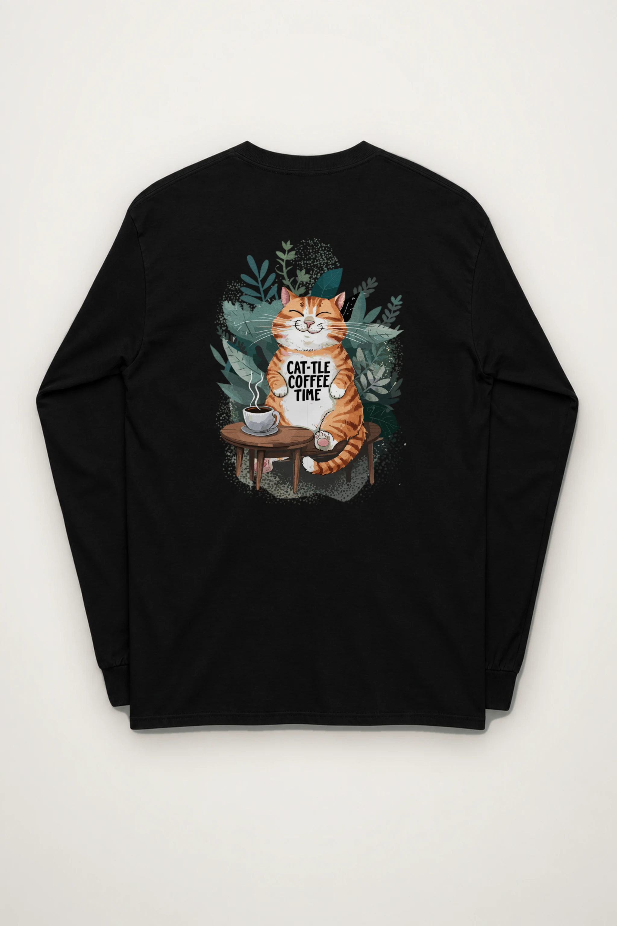 "Cat-Tle Coffee Time" Unisex Longsleeve T-shirt