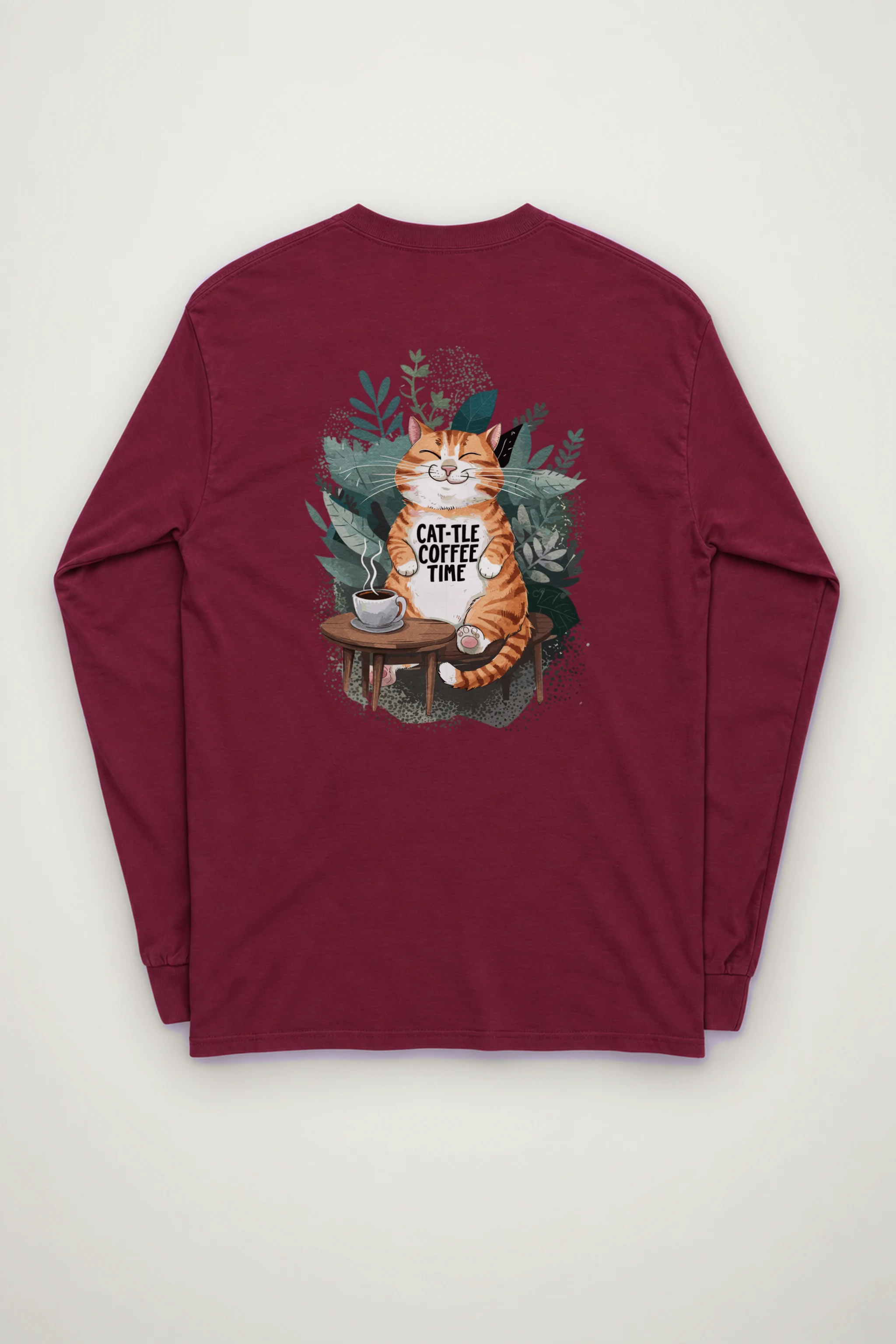 "Cat-Tle Coffee Time" Unisex Longsleeve T-shirt