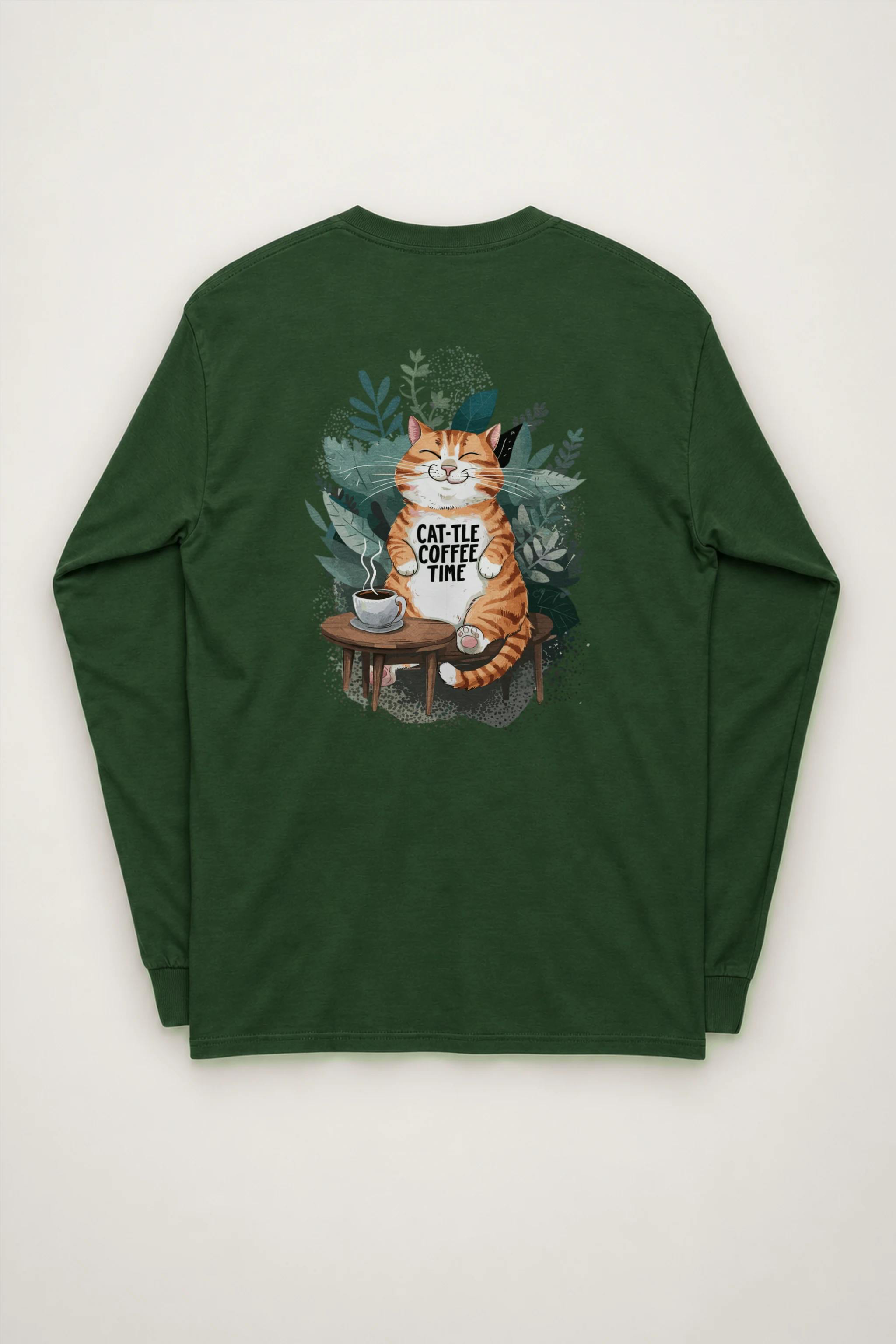 "Cat-Tle Coffee Time" Unisex Longsleeve T-shirt