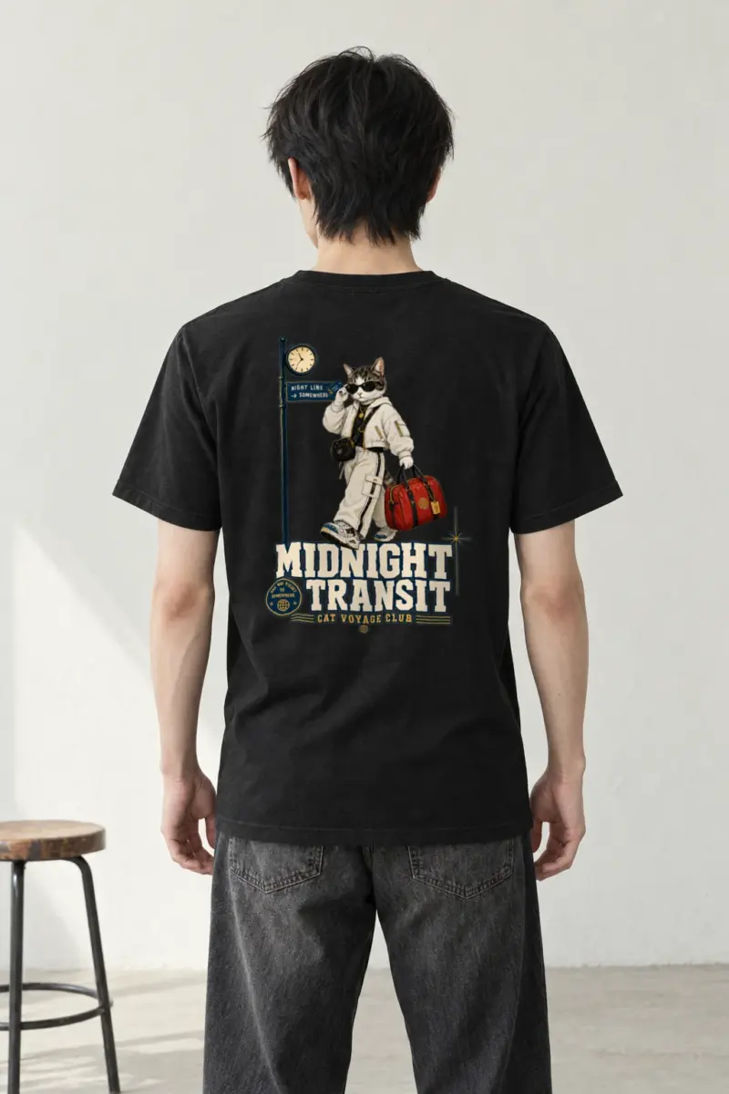 "Cat Voyage Club" Heavyweight Unisex Crewneck T-shirt | Gildan 5000
