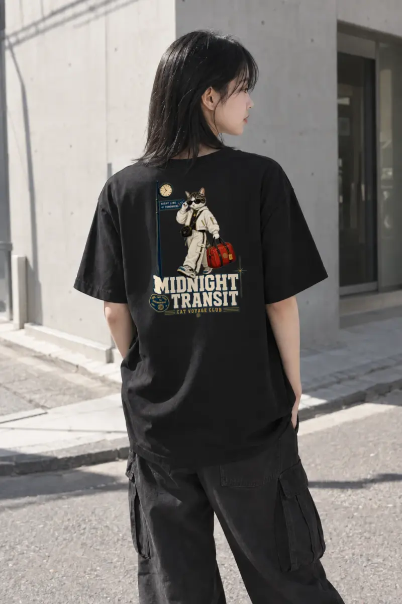 "Cat Voyage Club" Heavyweight Unisex Crewneck T-shirt | Gildan 5000