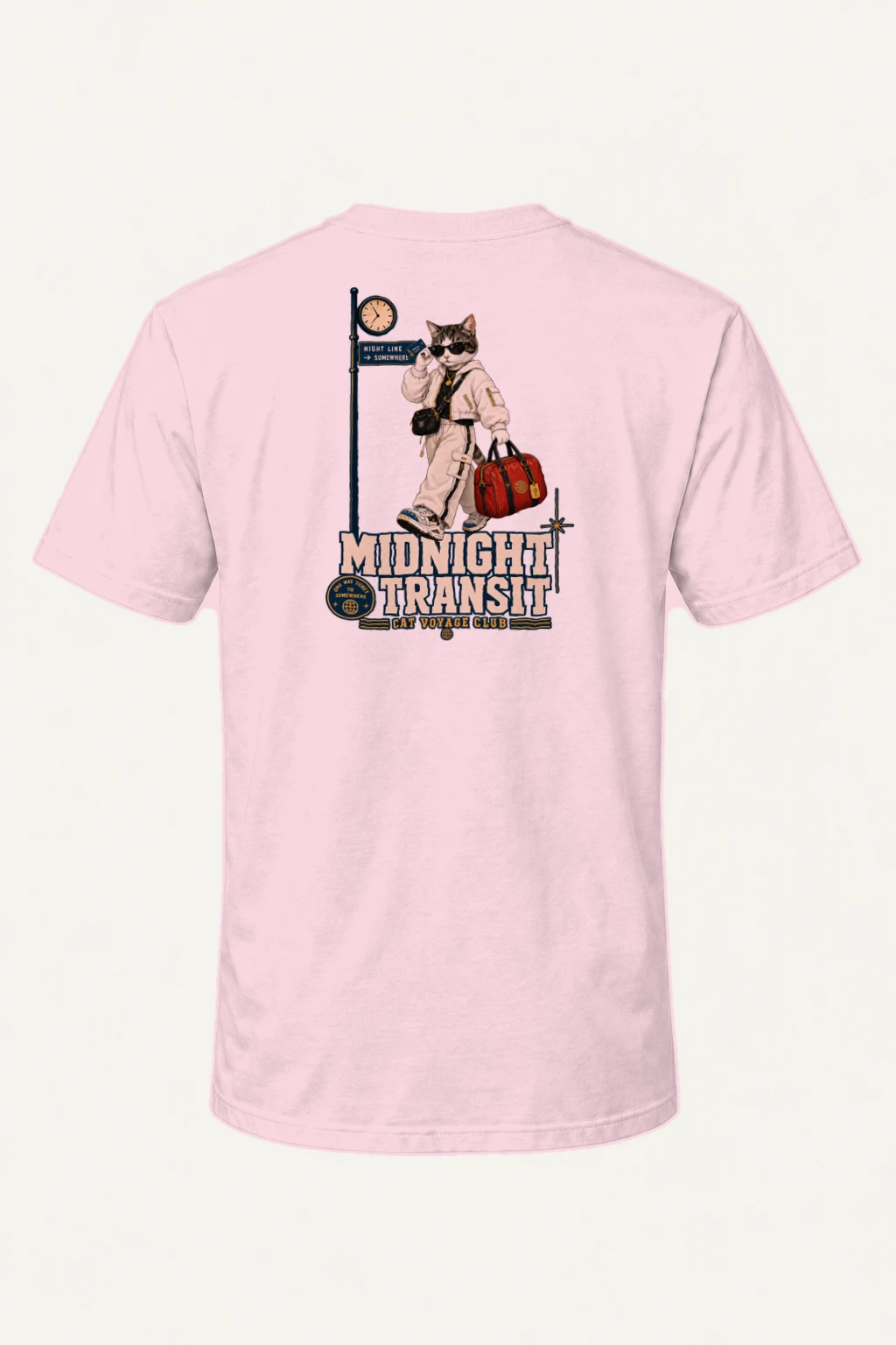 "Cat Voyage Club" Heavyweight Unisex Crewneck T-shirt | Gildan 5000