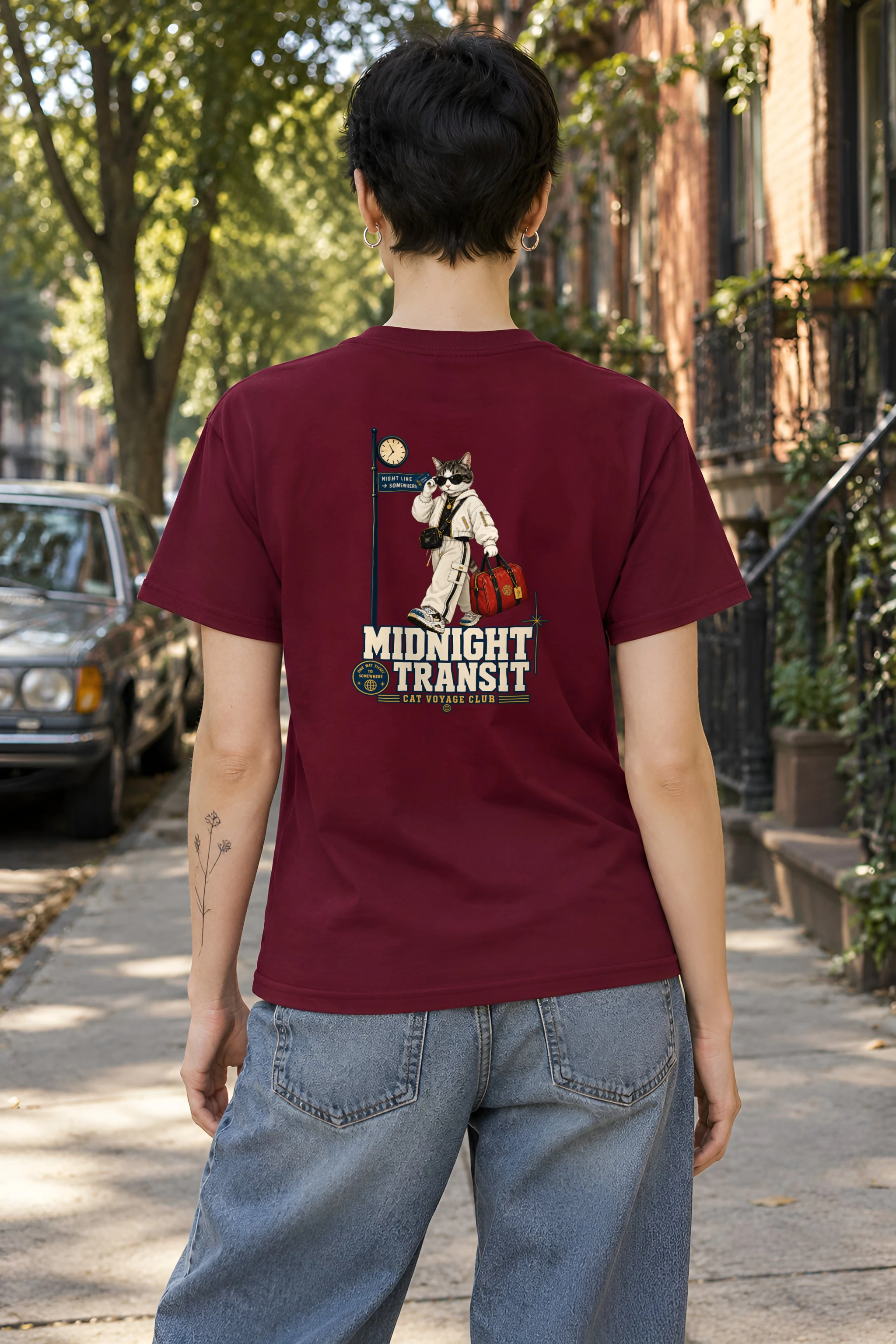 "Cat Voyage Club" Heavyweight Unisex Crewneck T-shirt