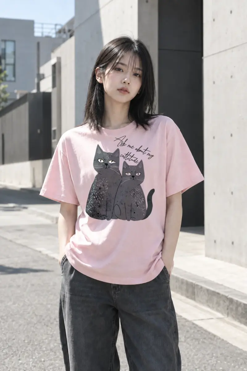 “Cattitude Cats” Heavyweight Unisex Crewneck T-shirt | Gildan 5000