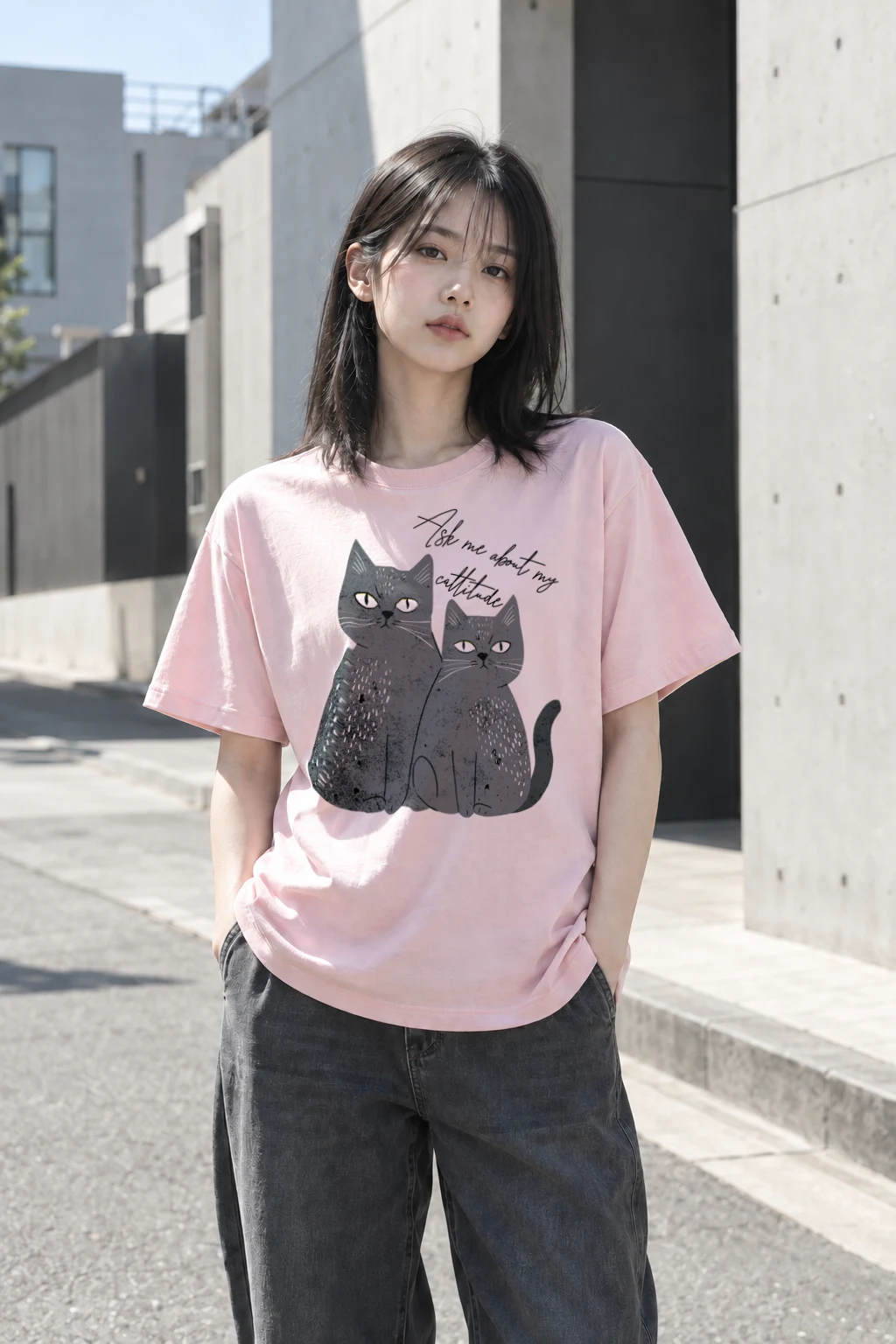 "Cattitude Cats" Heavyweight Unisex Crewneck T-shirt | Gildan 5000