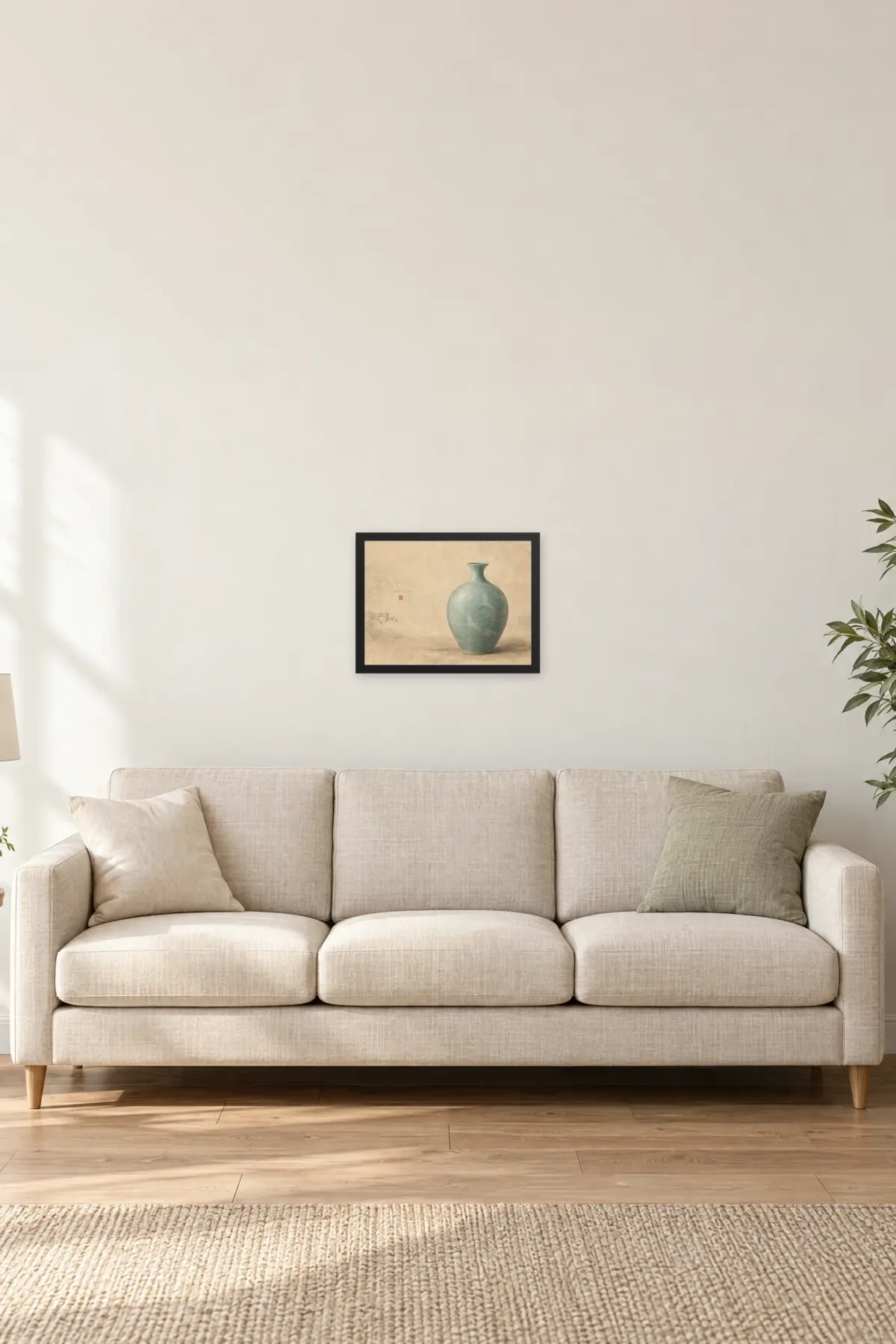 "Celadon Curves" Premium Wooden Framed Poster · Landscape — Black frame, 16 × 12 in
