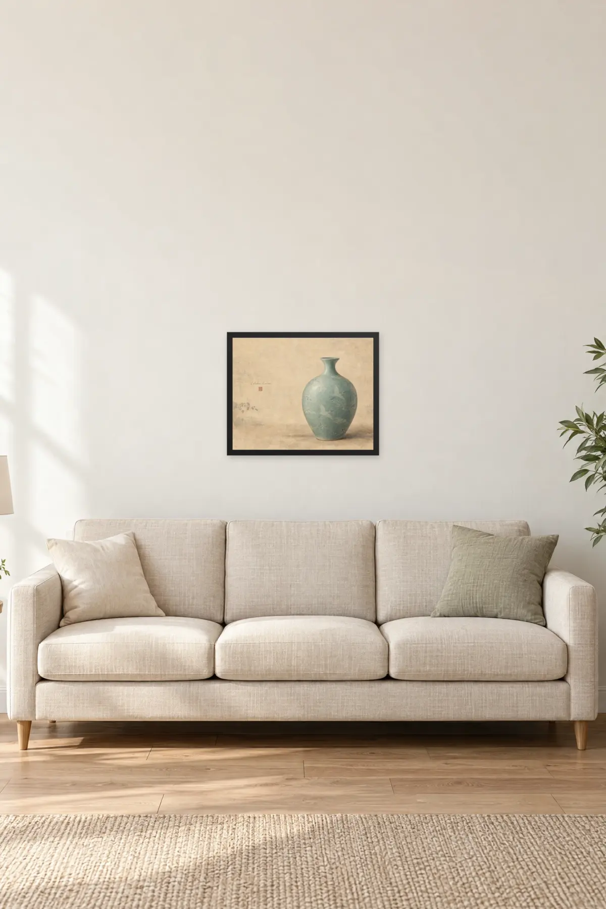 "Celadon Curves" Premium Wooden Framed Poster · Landscape — Black frame, 20 × 16 in