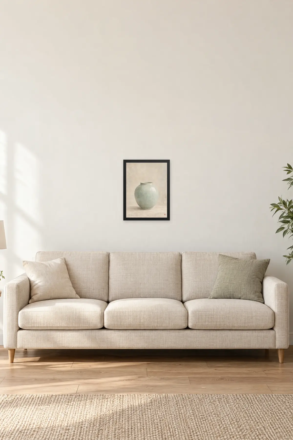 "Celadon Jar, Early Morning Finish" Premium Wooden Framed Poster — Black frame, 12 × 16 in