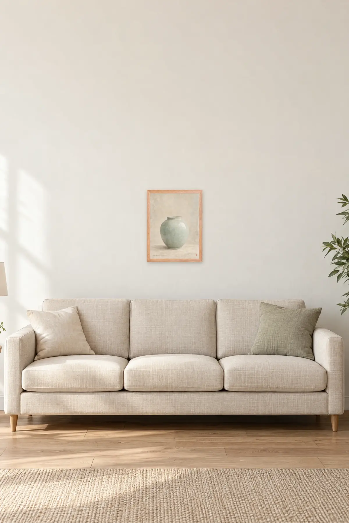 "Celadon Jar, Early Morning Finish" Premium Wooden Framed Poster — Natural Wood frame, 12 × 16 in
