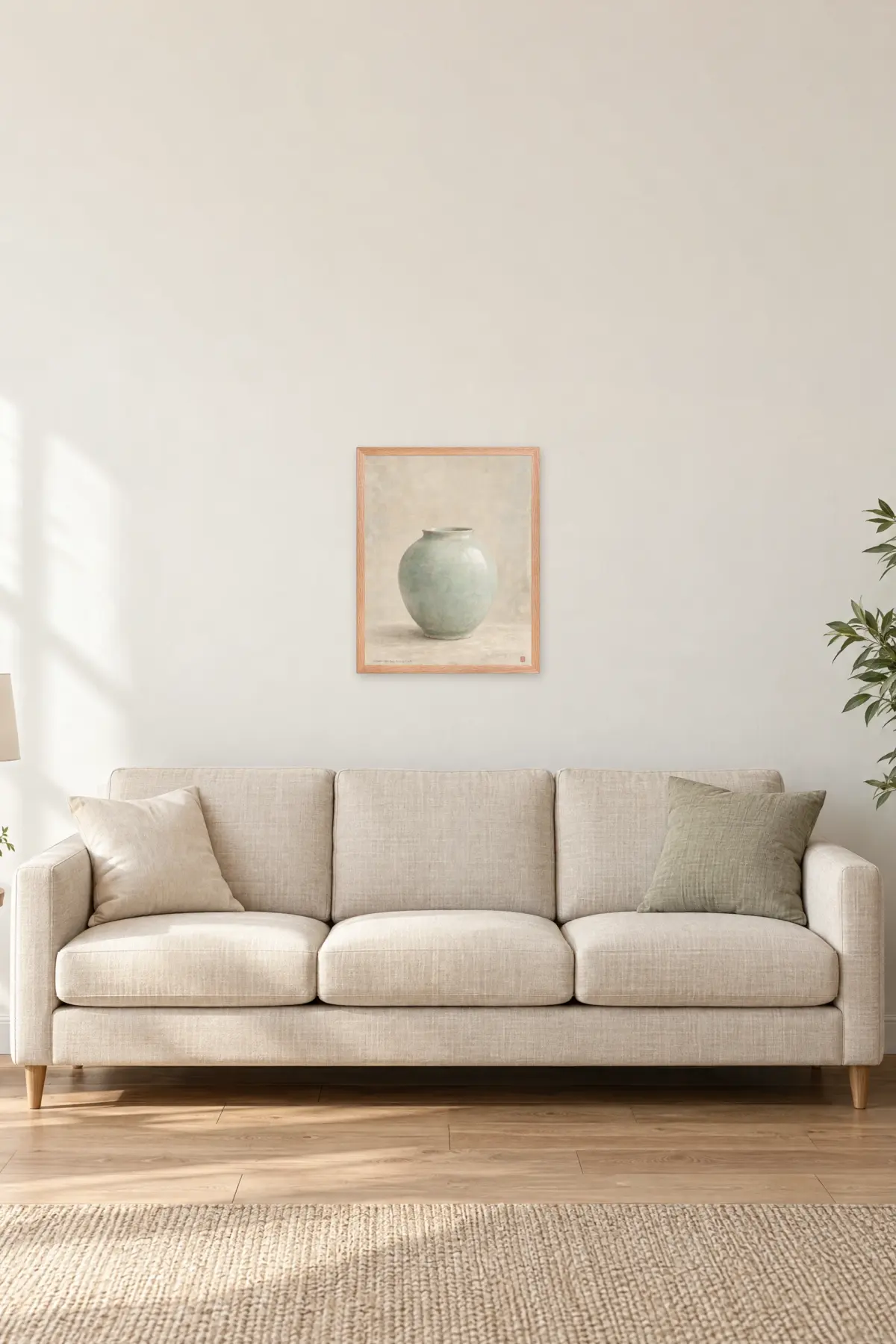 "Celadon Jar, Early Morning Finish" Premium Wooden Framed Poster — Natural Wood frame, 16 × 20 in