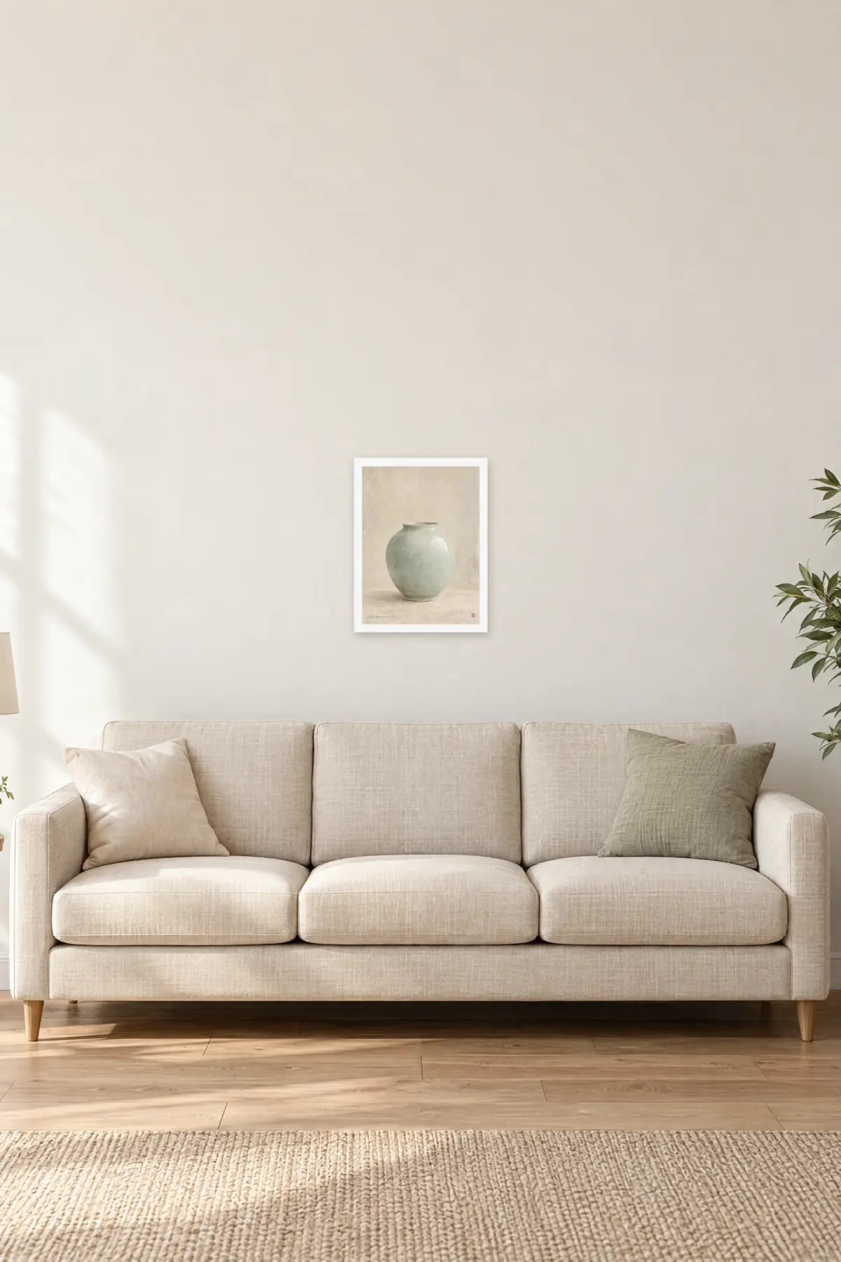 "Celadon Jar, Early Morning Finish" Premium Wooden Framed Poster — White frame, 12 × 16 in