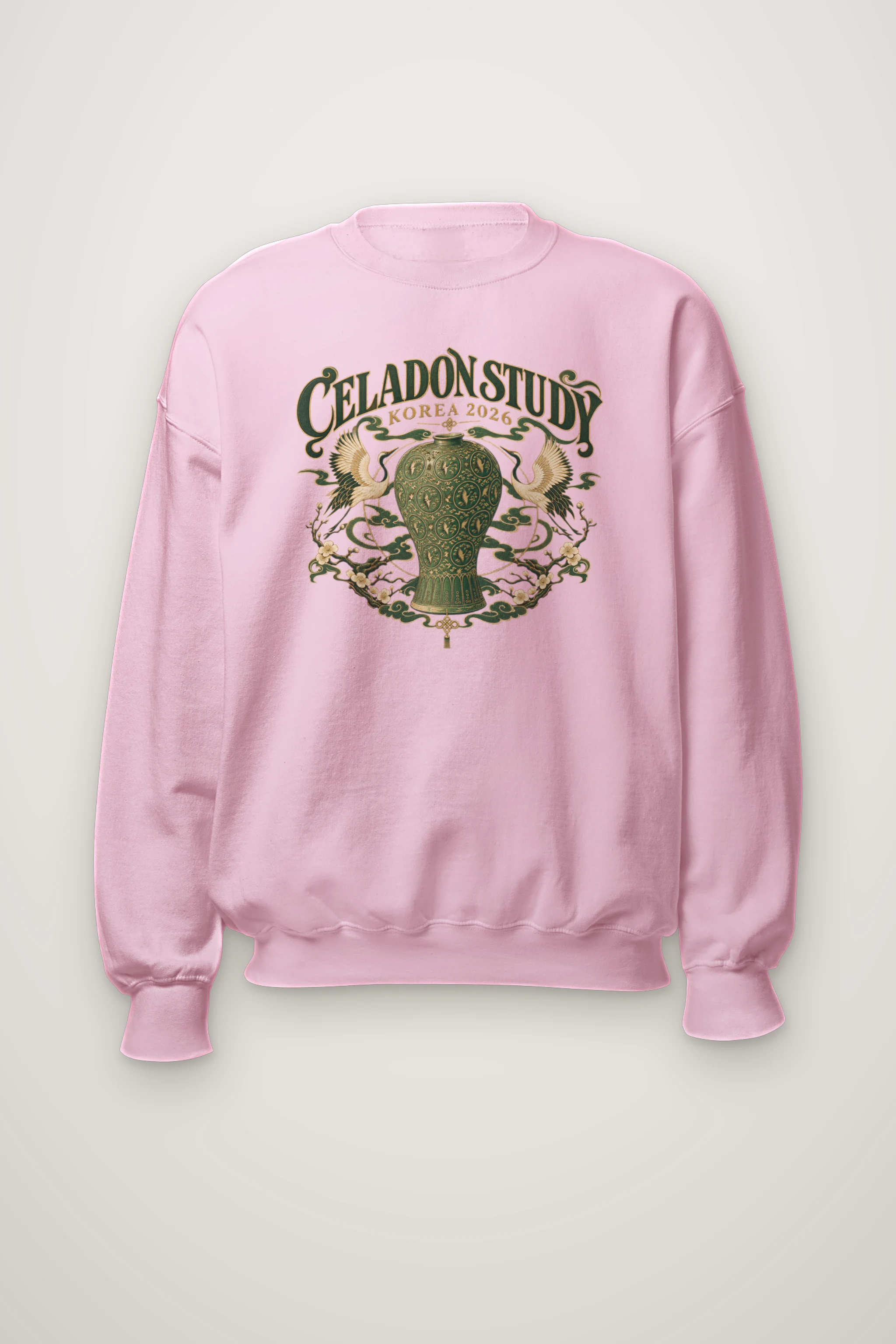 "Crane and Celadon Motif" Heavy Blend Unisex Crewneck Sweatshirt