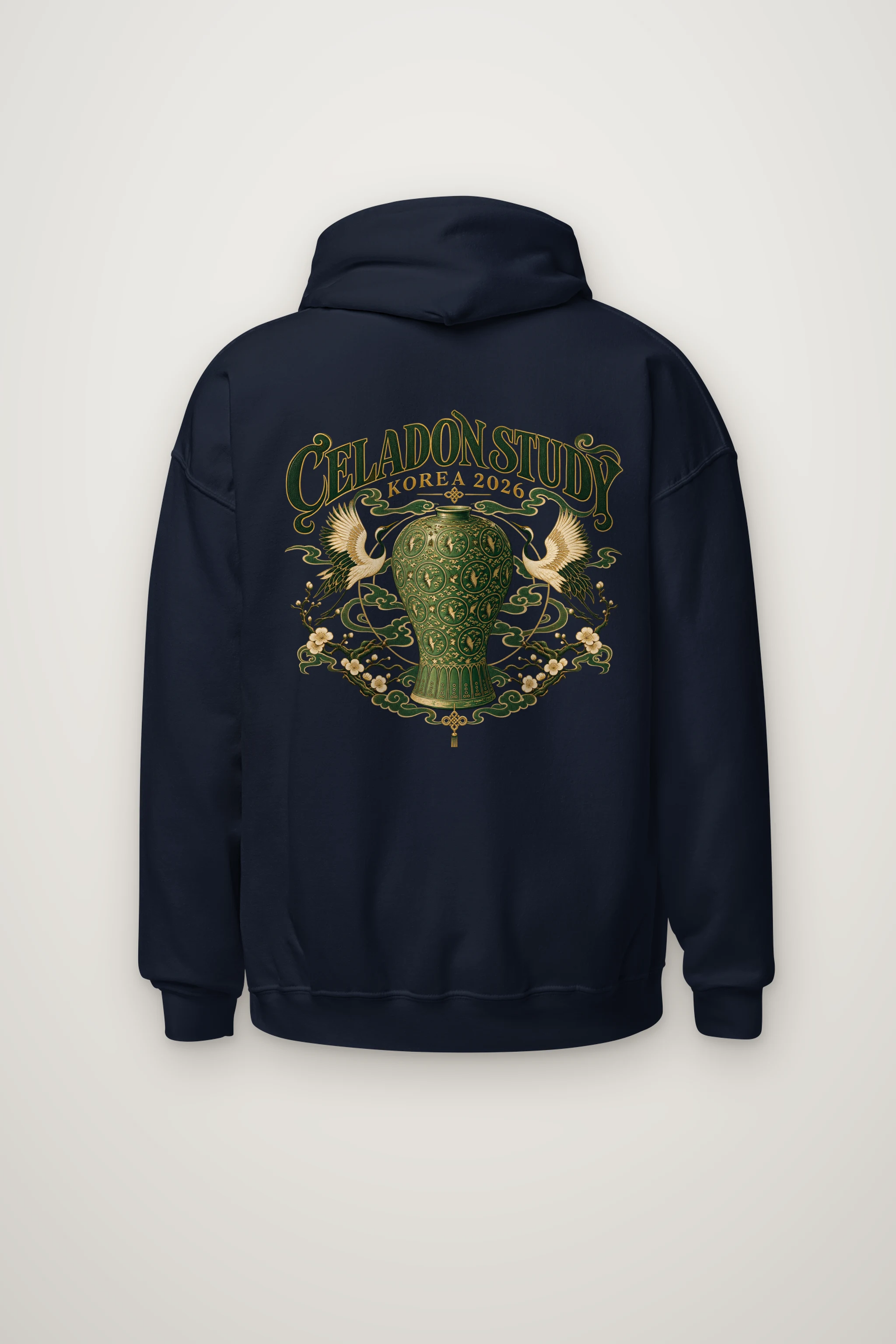 "Celadon Crane Harmony" Heavy Blend Unisex Pullover Hoodie