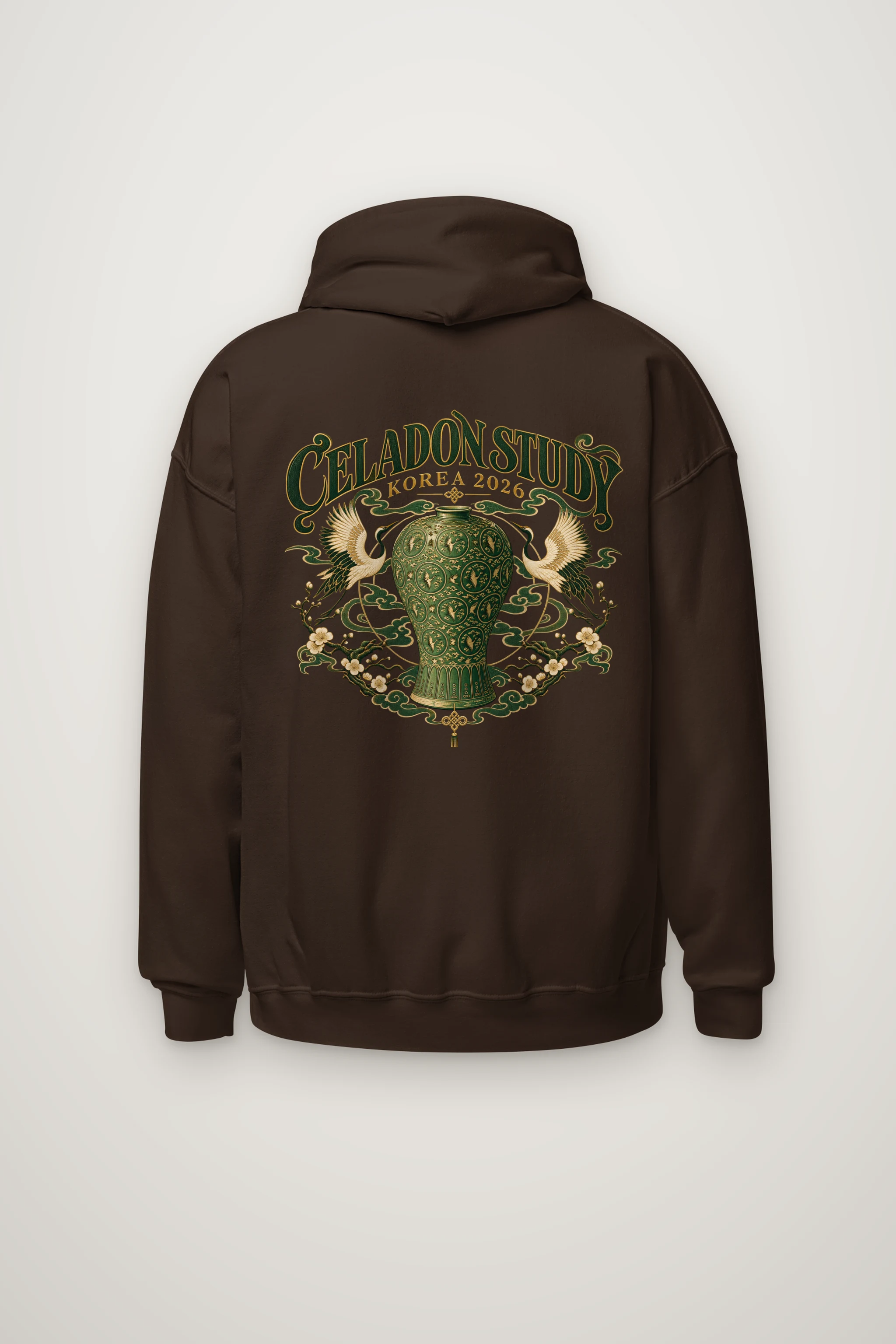 "Celadon Crane Harmony" Heavy Blend Unisex Pullover Hoodie