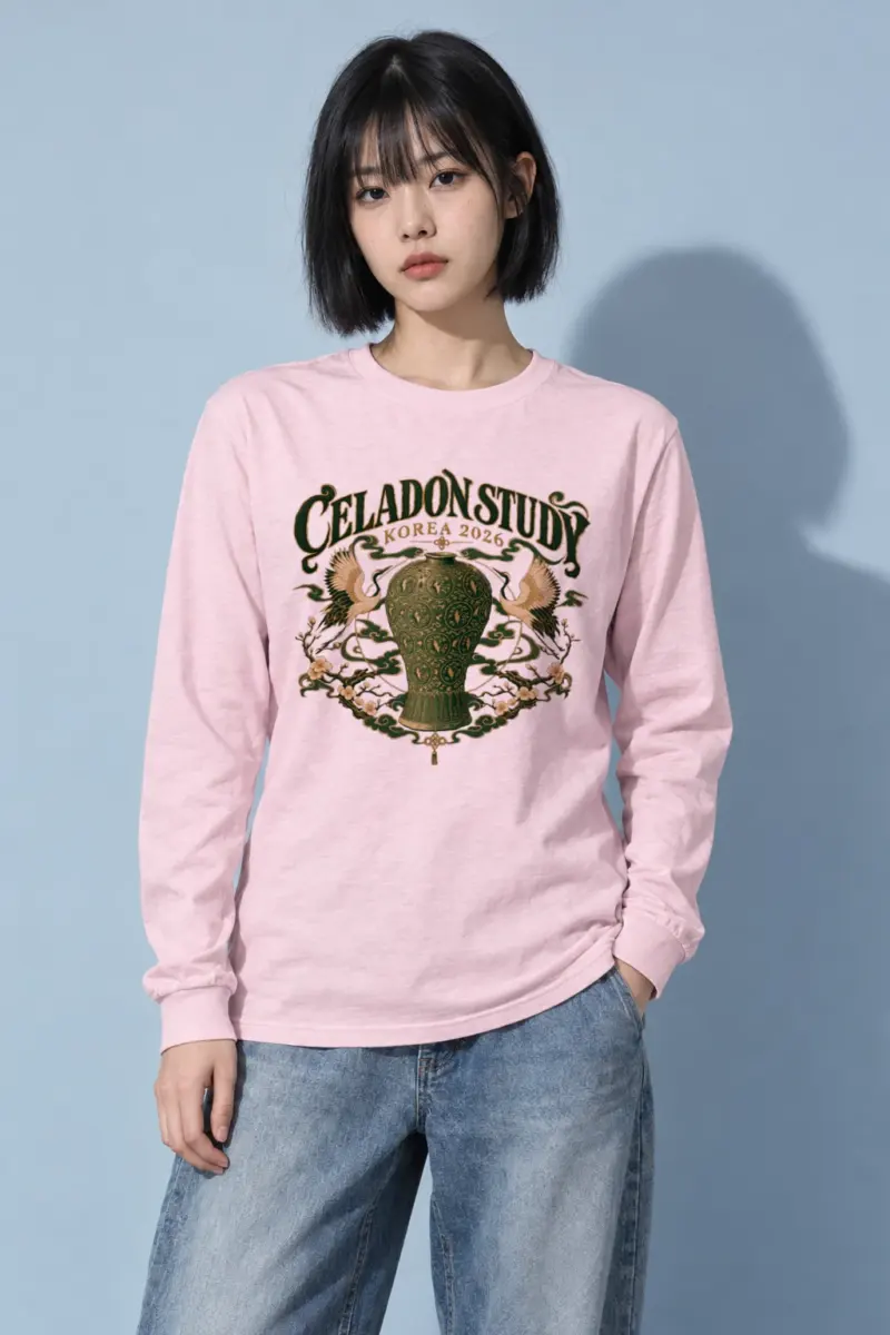 "Celadon Motif with Cranes" Unisex Longsleeve T-shirt
