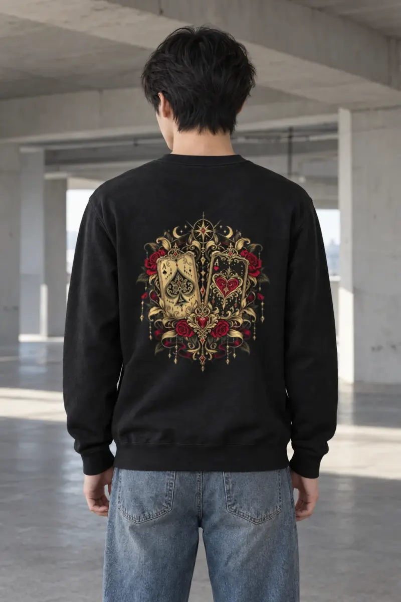 "Celestial Card Roses" Heavy Blend Unisex Crewneck Sweatshirt