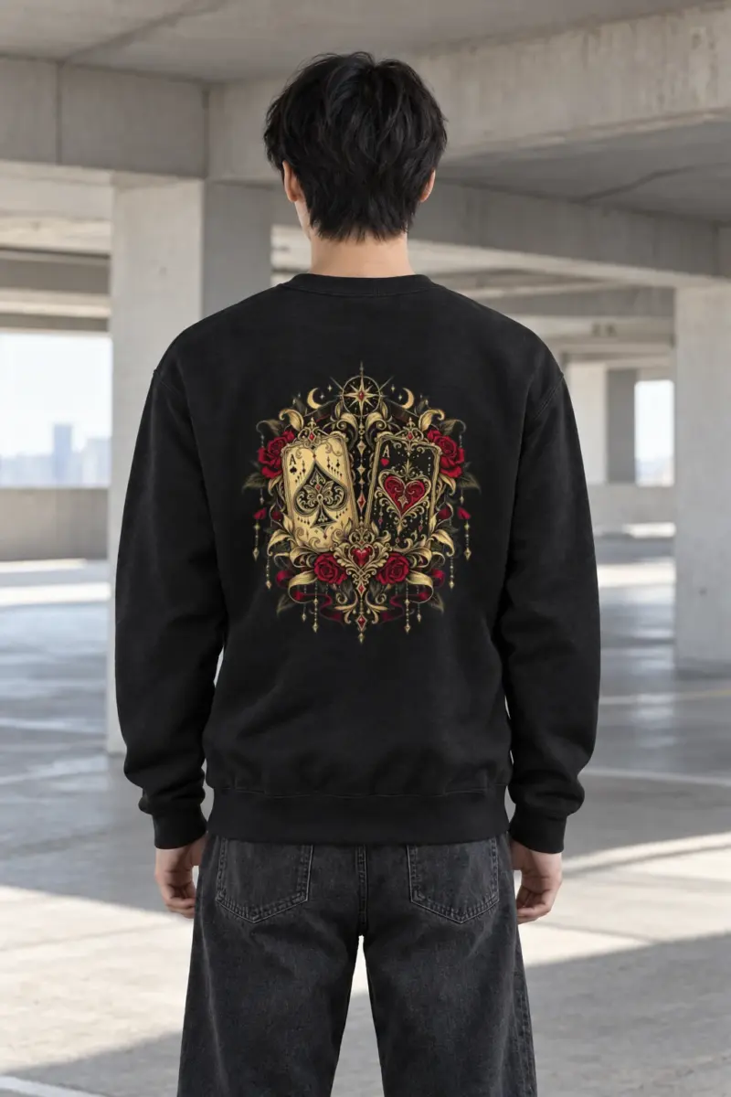 "Celestial Card Roses" Heavy Blend Unisex Crewneck Sweatshirt | Gildan 18000