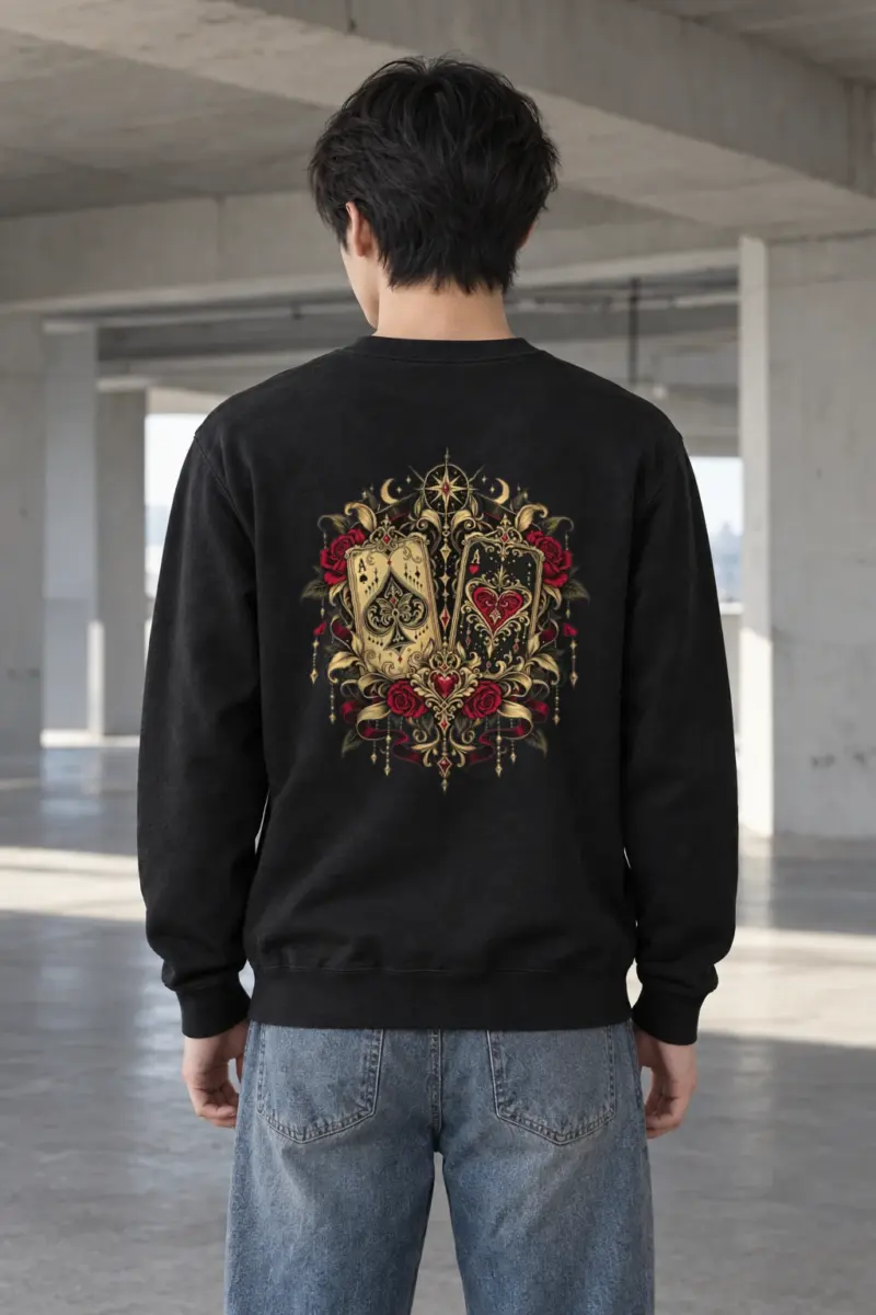 "Celestial Card Roses" Heavy Blend Unisex Crewneck Sweatshirt