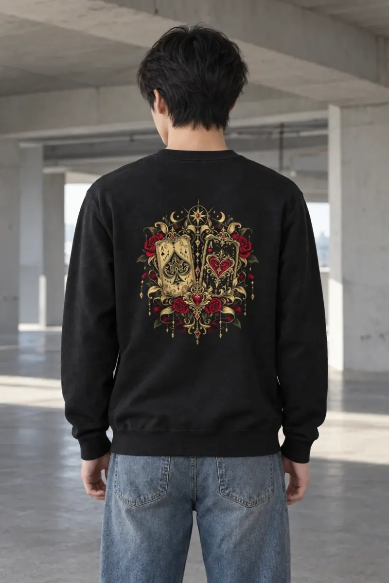 "Celestial Card Roses" Heavy Blend Unisex Crewneck Sweatshirt