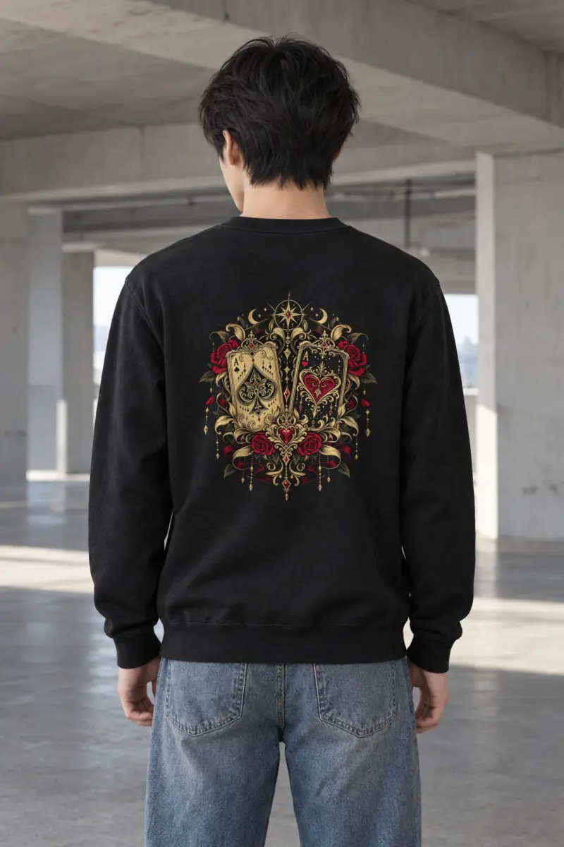 "Celestial Card Roses" Heavy Blend Unisex Crewneck Sweatshirt