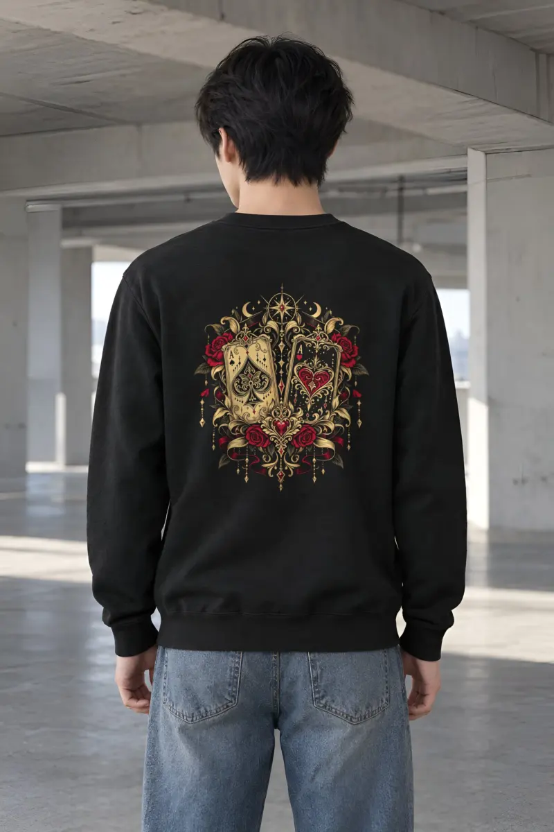 "Celestial Card Roses" Heavy Blend Unisex Crewneck Sweatshirt