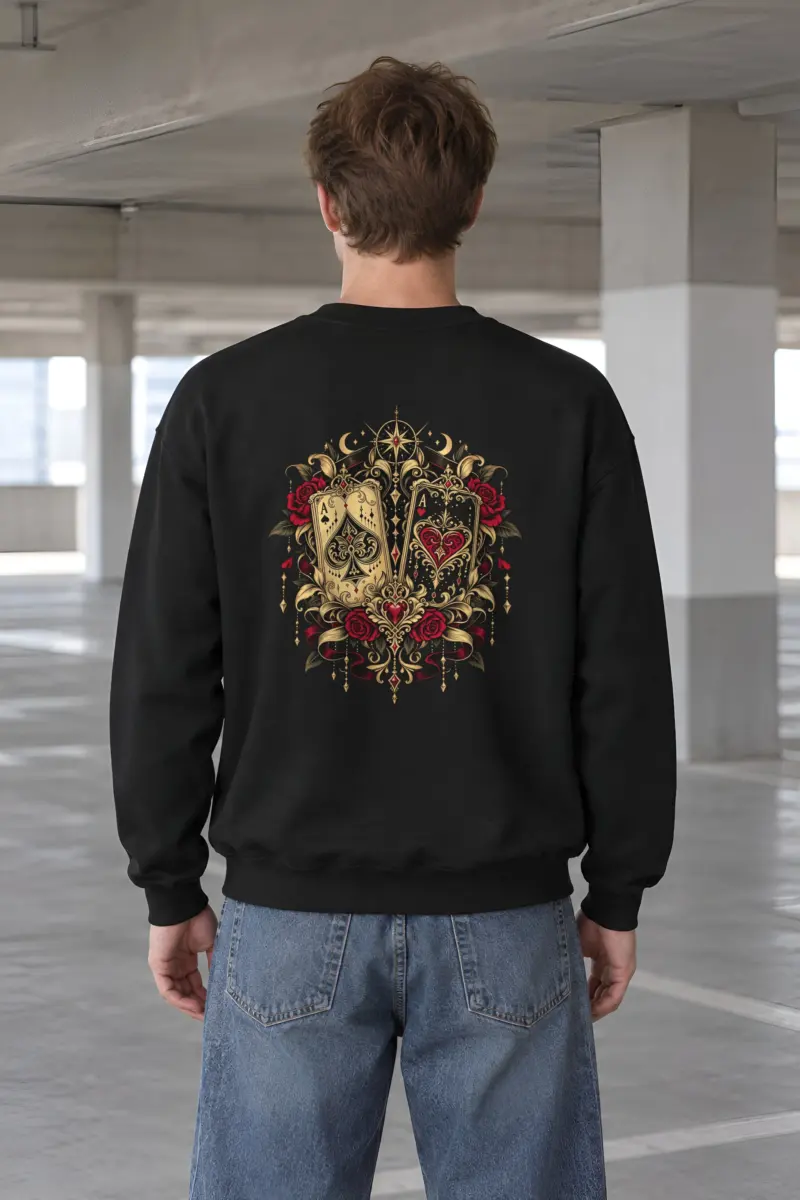 "Celestial Card Roses" Heavy Blend Unisex Crewneck Sweatshirt