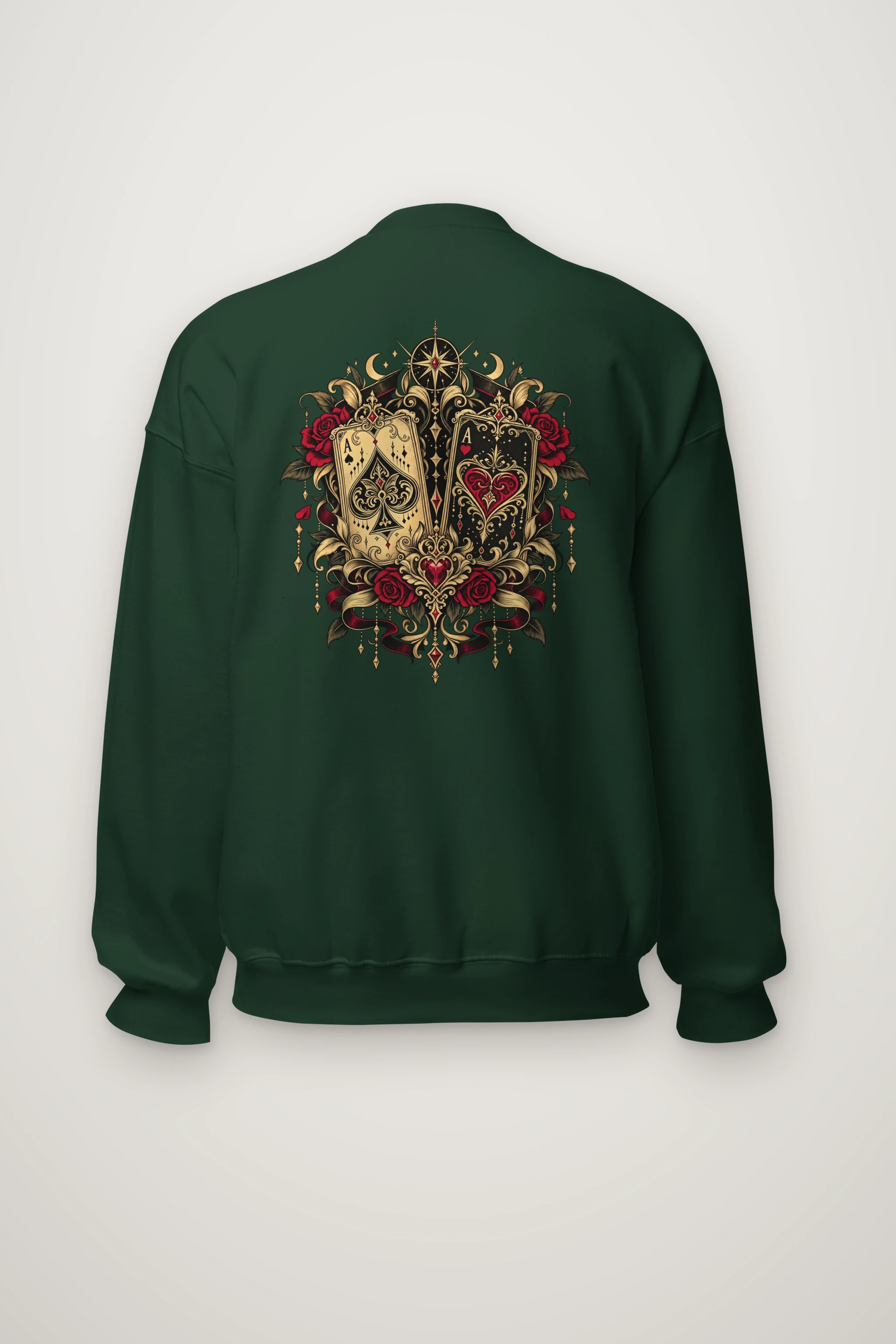 "Celestial Card Roses" Heavy Blend Unisex Crewneck Sweatshirt
