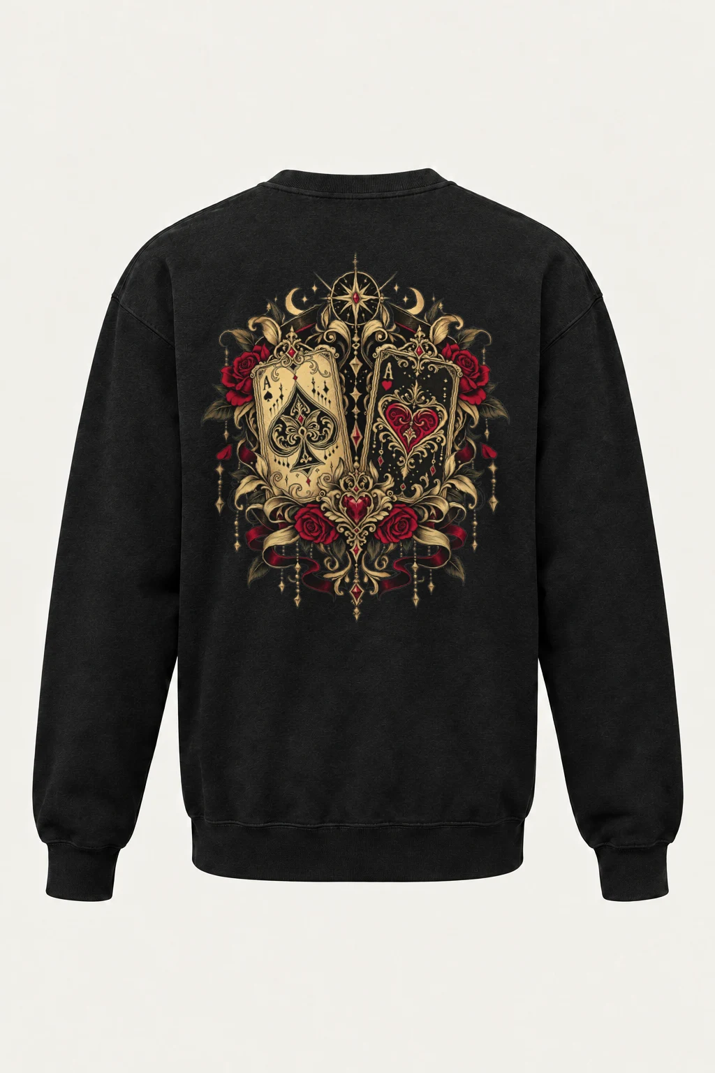 "Celestial Card Roses" Heavy Blend Unisex Crewneck Sweatshirt | Gildan 18000