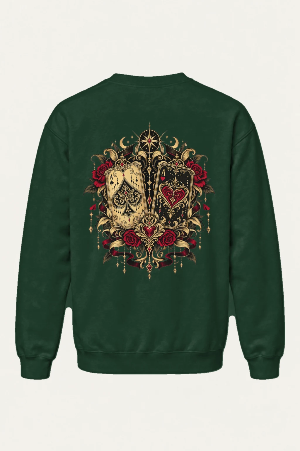 "Celestial Card Roses" Heavy Blend Unisex Crewneck Sweatshirt | Gildan 18000
