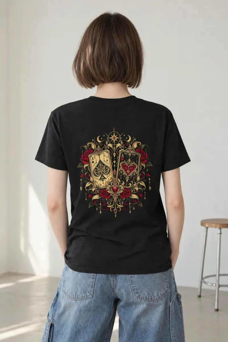 "Celestial Card Roses" Heavyweight Unisex Crewneck T-shirt